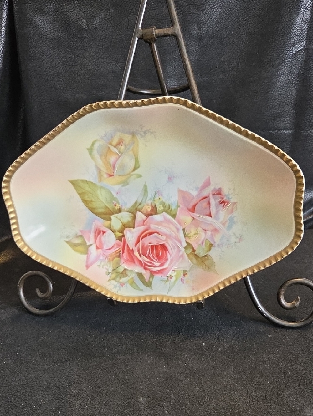 Antique Royal Rudolstadt Hand-Painted Pink Rose Serving Bowl Made In Prussia